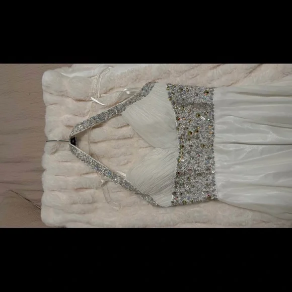 Sherri Hill White and Silver Prom Dress - Picture 1 of 4